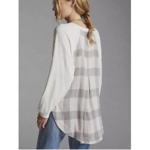 Anthropologie Sweaters - Anthropologie Pilcro Knit V-Neck Sweater with Plaid Back // XS